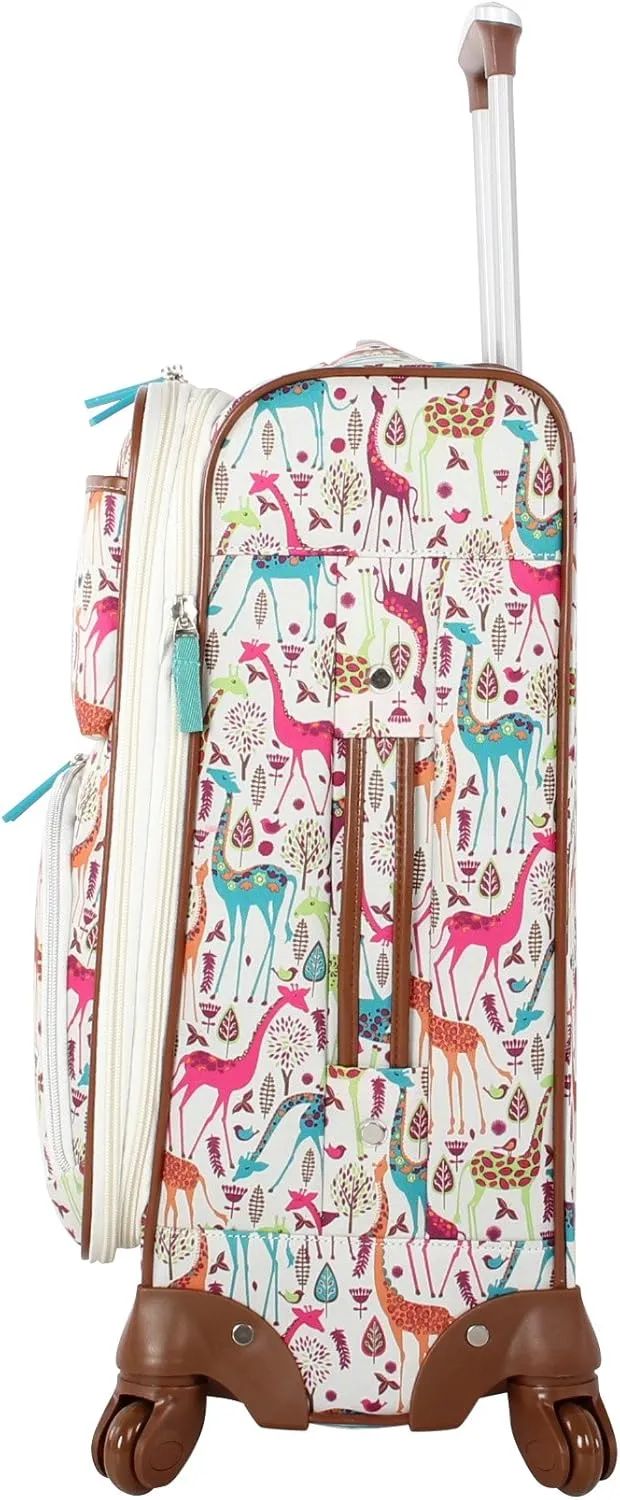 Lily Bloom Luggage Carry On Expandable Design Pattern Suitcase For Woman With Spinner Wheels (20in, Giraffe Park)