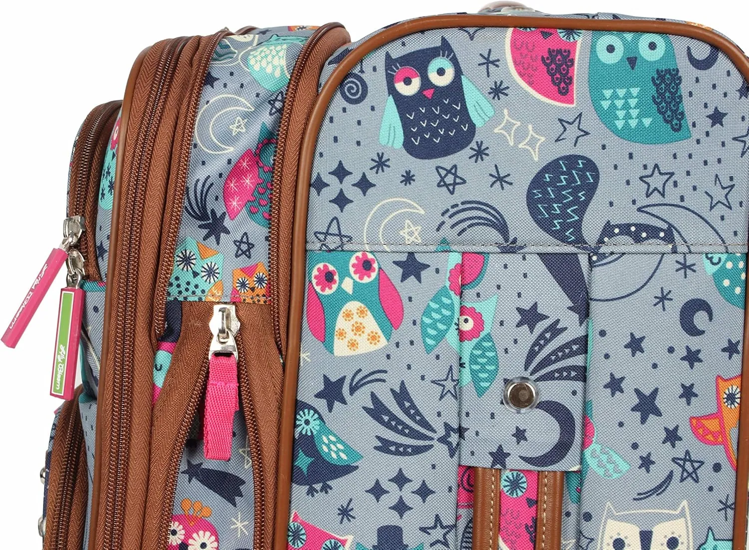 Lily Bloom Luggage Carry On Expandable Design Pattern Suitcase For Woman With Spinner Wheels (Night Owl, 20in)