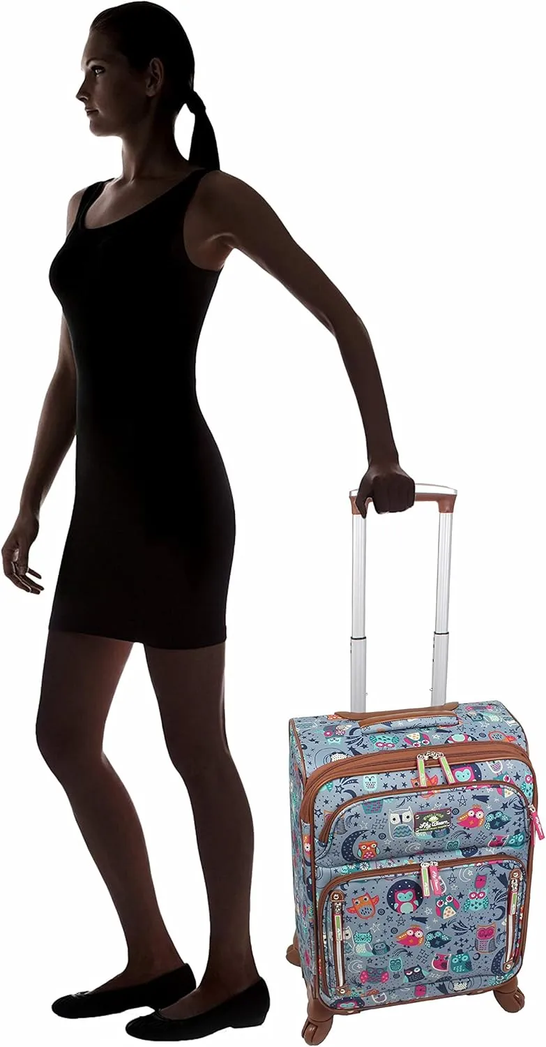 Lily Bloom Luggage Carry On Expandable Design Pattern Suitcase For Woman With Spinner Wheels (Night Owl, 20in)