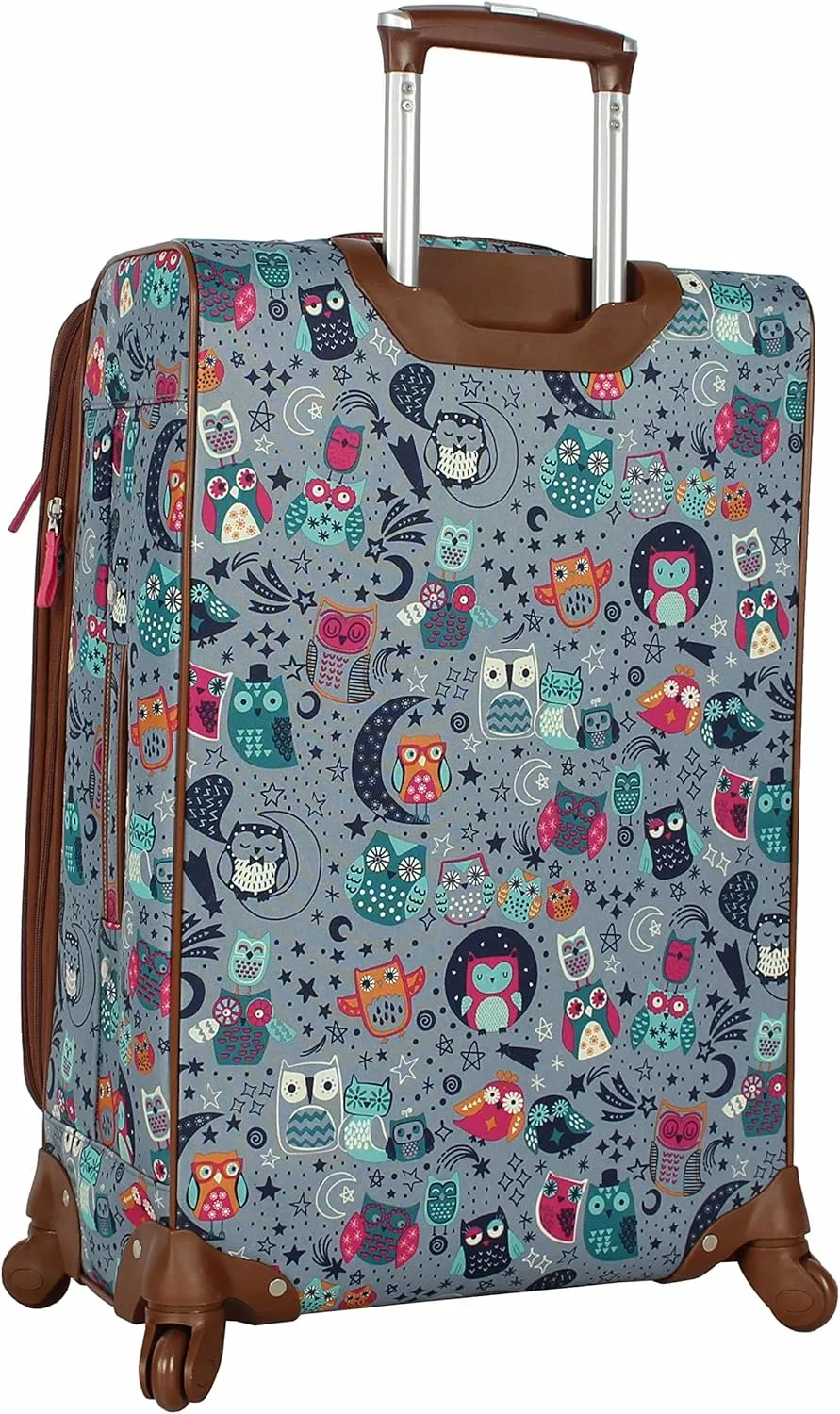 Lily Bloom Luggage Carry On Expandable Design Pattern Suitcase For Woman With Spinner Wheels (Night Owl, 20in)
