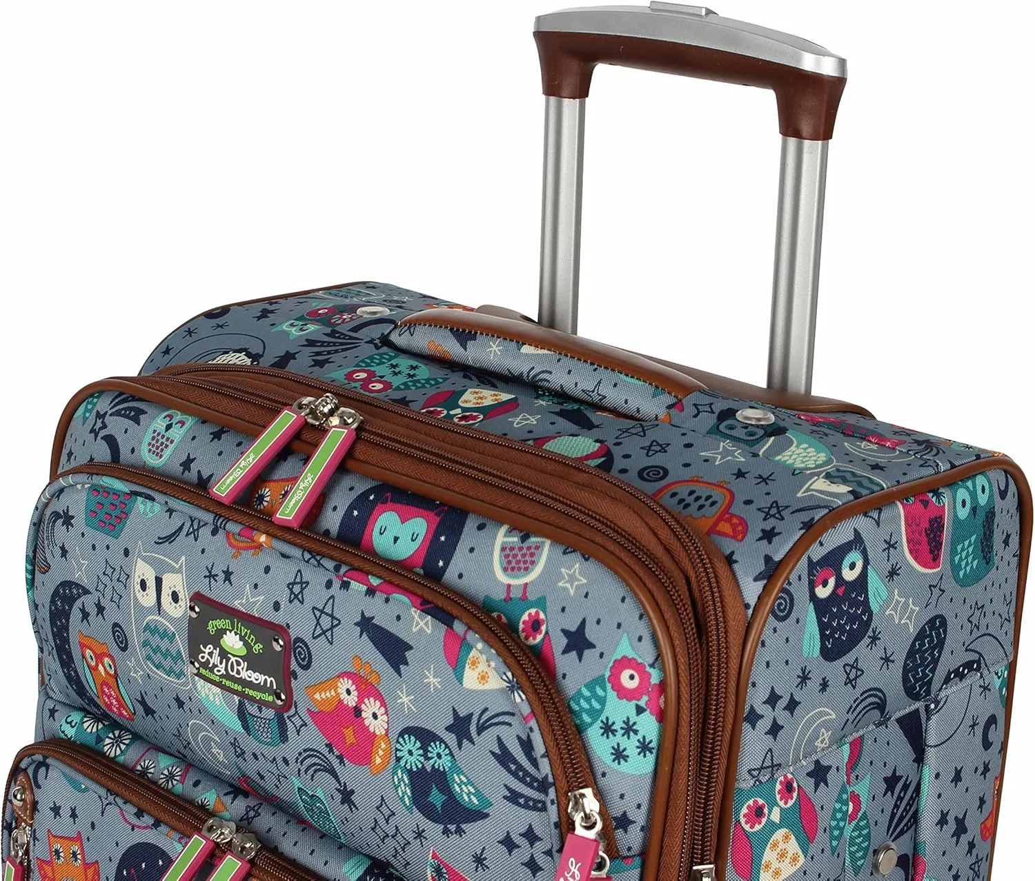 Lily Bloom Luggage Carry On Expandable Design Pattern Suitcase For Woman With Spinner Wheels (Night Owl, 20in)