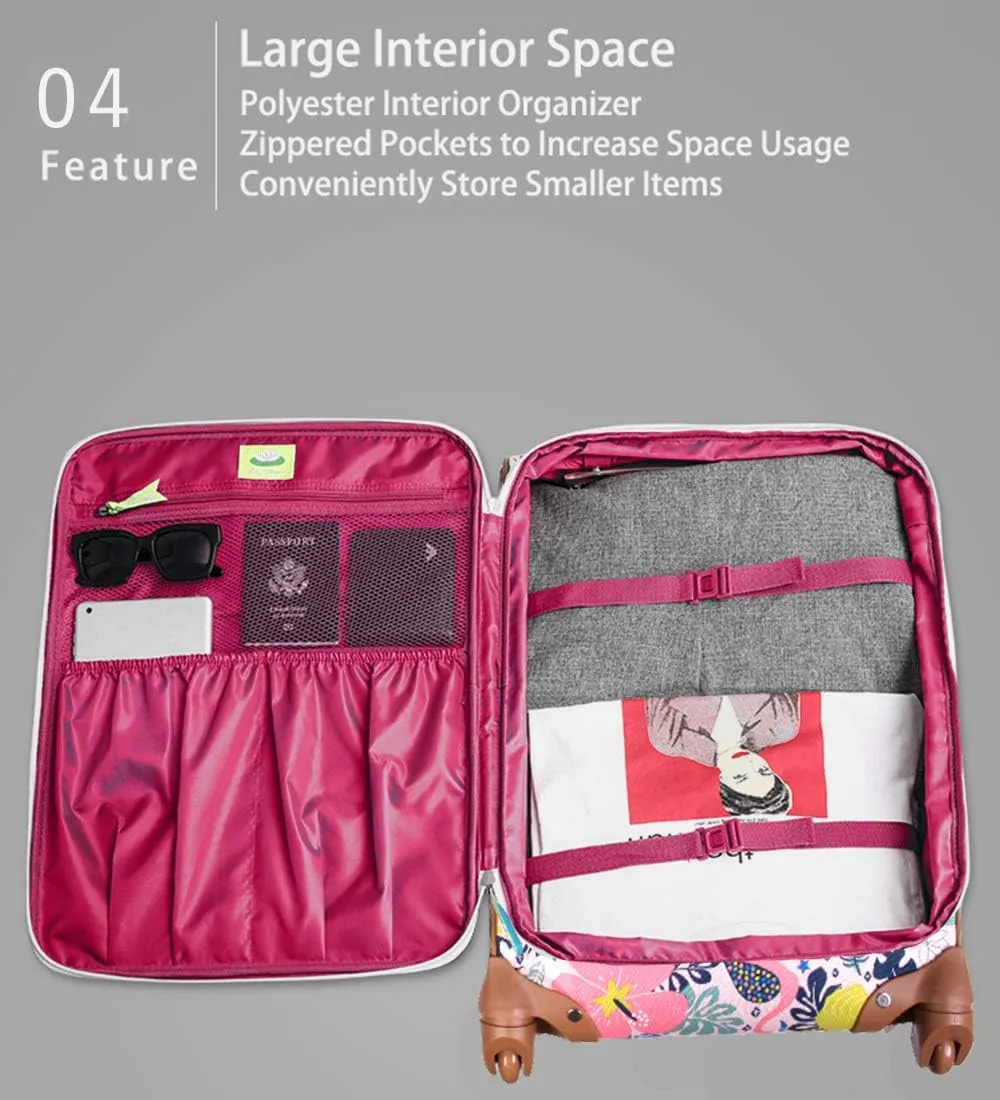 Lily Bloom Luggage Carry On Expandable Design Pattern Suitcase For Woman With Spinner Wheels (Trop Pineapple, 20in)