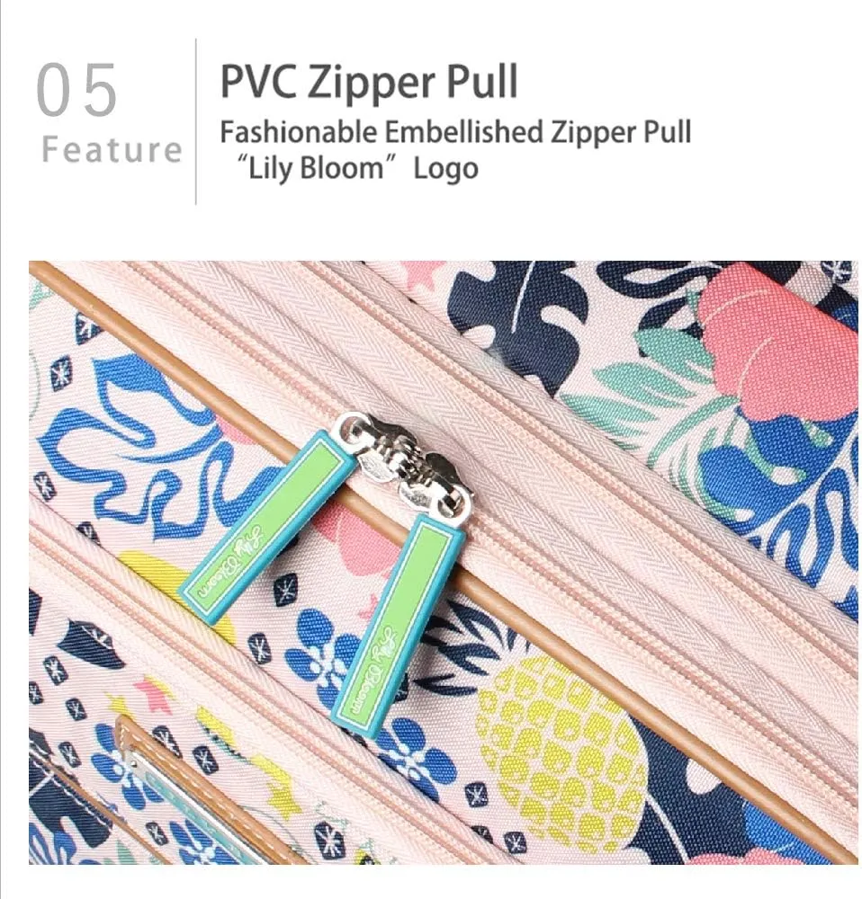 Lily Bloom Luggage Carry On Expandable Design Pattern Suitcase For Woman With Spinner Wheels (Trop Pineapple, 20in)
