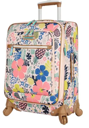 Lily Bloom Luggage Carry On Expandable Design Pattern Suitcase For Woman With Spinner Wheels (Trop Pineapple, 20in)