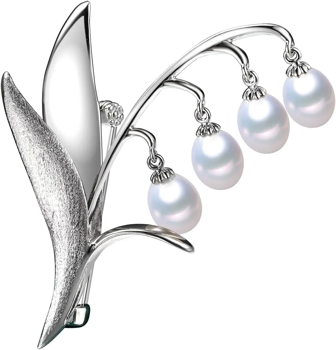 Lily Of The Valley Cultured Freshwater Pearl Brooch