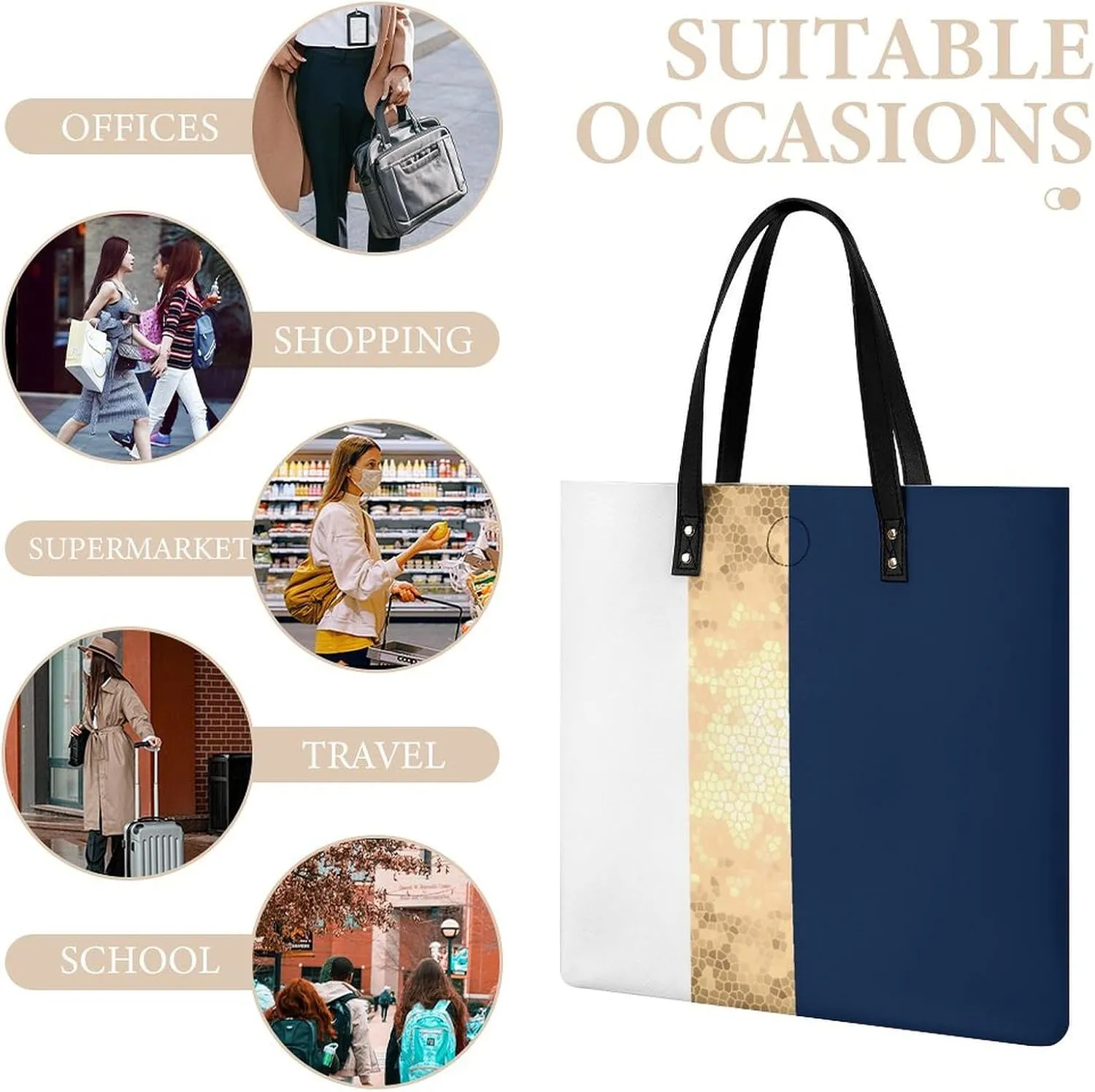 Lines Navy Blue And Yellow Fashionable All Printed Leather Handbag Unisex