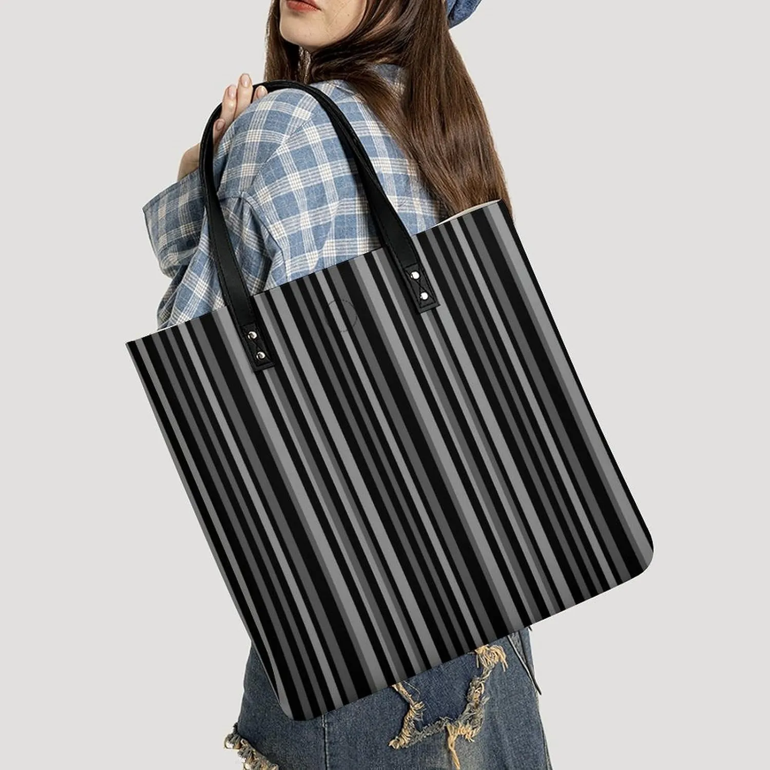 Lines Navy Blue And Yellow Fashionable All Printed Leather Handbag Unisex