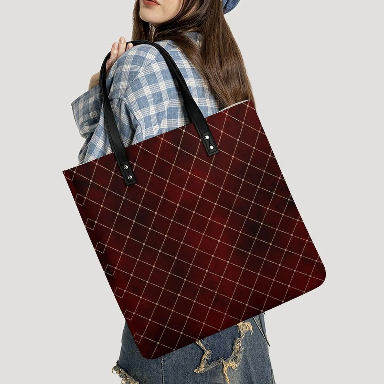Lines Navy Blue And Yellow Fashionable All Printed Leather Handbag Unisex