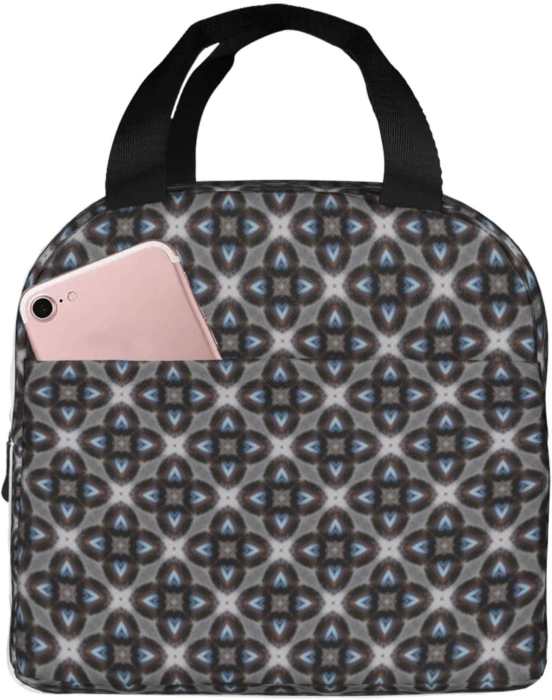 Lively Elliptical Petal Pattern Lunch Bag, Large Capacity Reusable Insulated Cooler Lunch Container For Work Office Picnic Or Travel