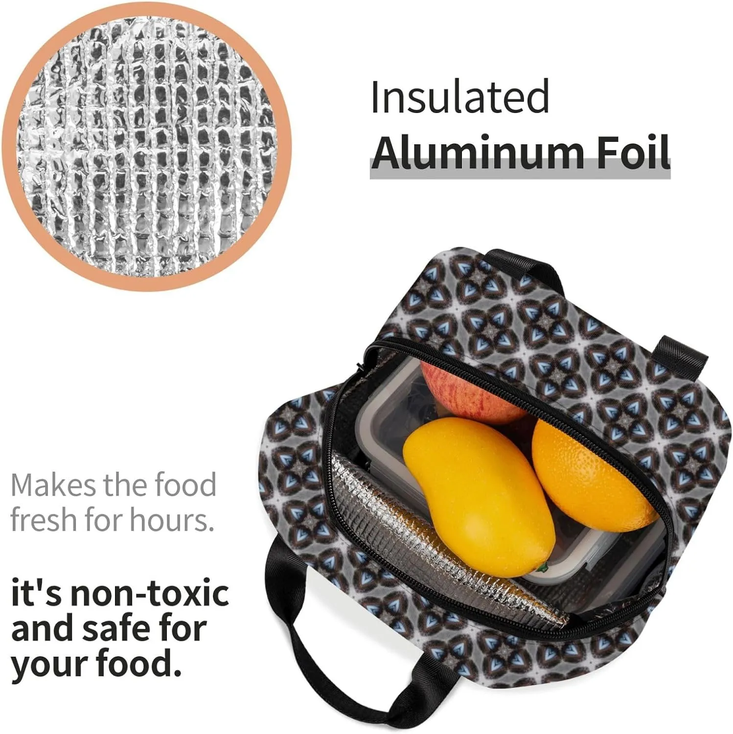 Lively Elliptical Petal Pattern Lunch Bag, Large Capacity Reusable Insulated Cooler Lunch Container For Work Office Picnic Or Travel