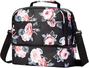 Lmbabter Diaper Tote Bag - Small Breast Pump Bag Breastmilk Cooler Bag Lunch Bag Double Layer for Mother Breast Milk Storage Bag (Flower)