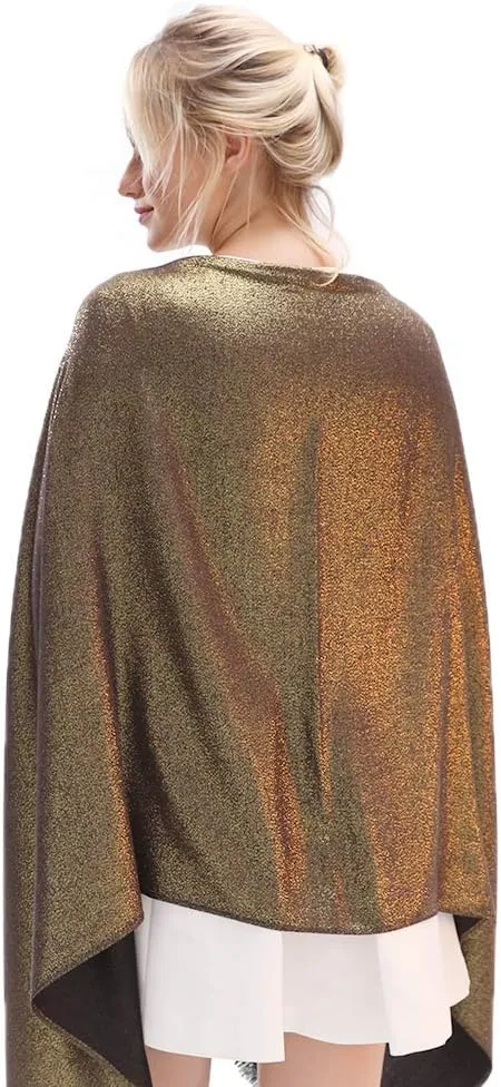 LMVERNA Women's Sparkling Metallic Soft Pashmina Shawls and Wraps Scarf in Solid Colors