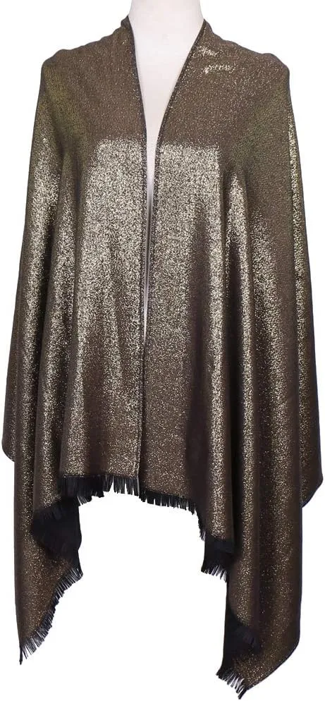 LMVERNA Women's Sparkling Metallic Soft Pashmina Shawls and Wraps Scarf in Solid Colors