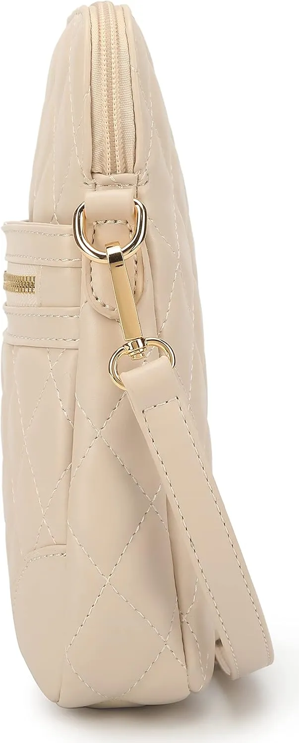 lola mae Small Quilted Crossbody Bag for Women Phone Pocket Shoulder Handbag Zipper Closure