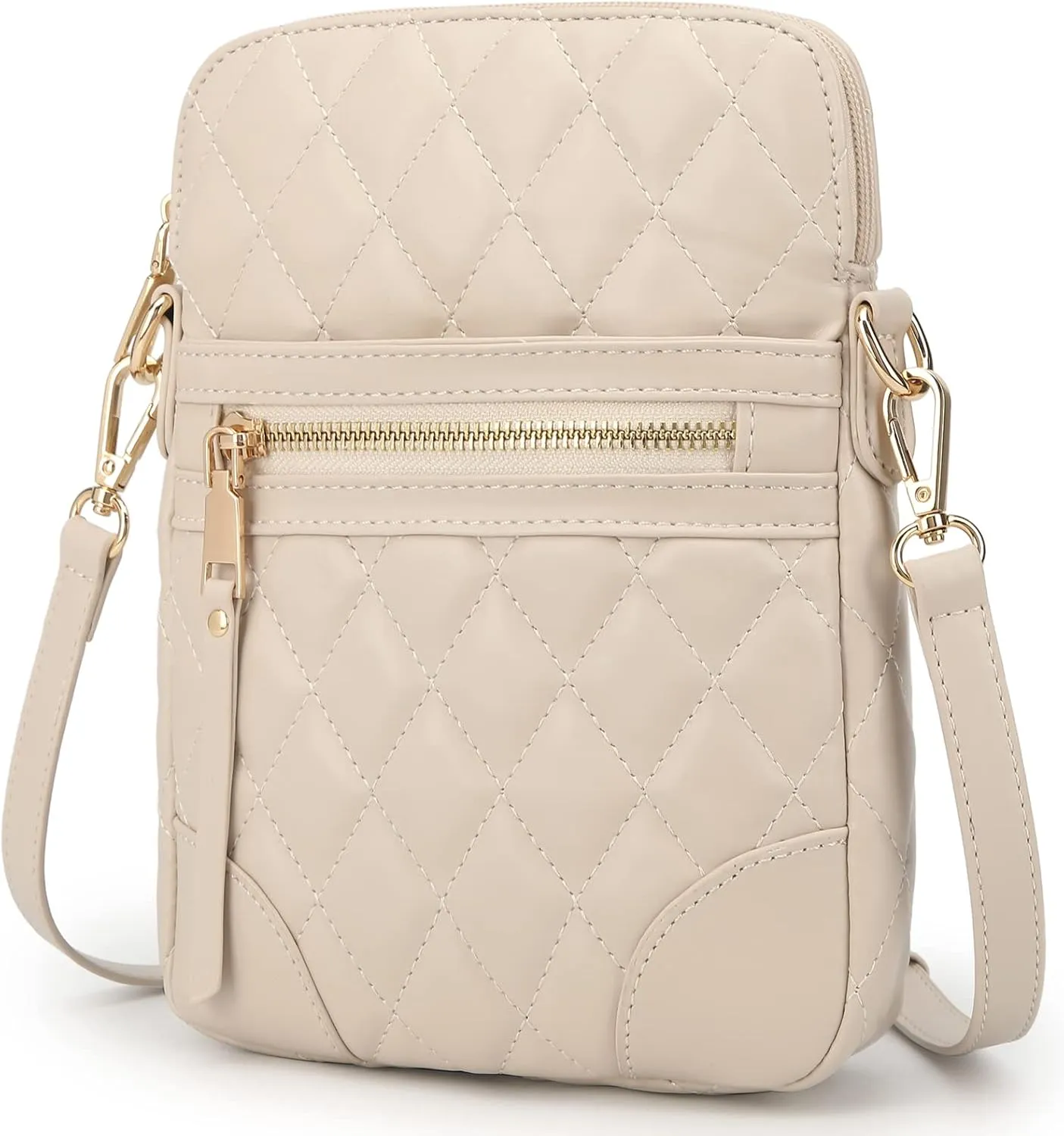 lola mae Small Quilted Crossbody Bag for Women Phone Pocket Shoulder Handbag Zipper Closure