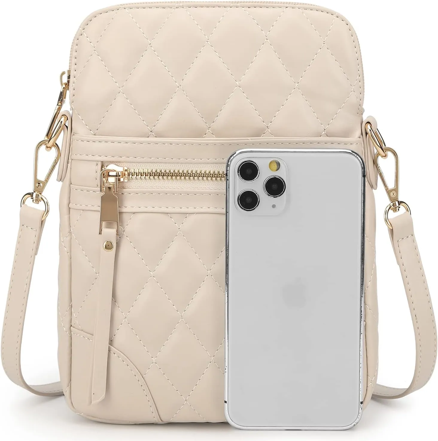 lola mae Small Quilted Crossbody Bag for Women Phone Pocket Shoulder Handbag Zipper Closure