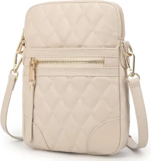 lola mae Small Quilted Crossbody Bag for Women Phone Pocket Shoulder Handbag Zipper Closure