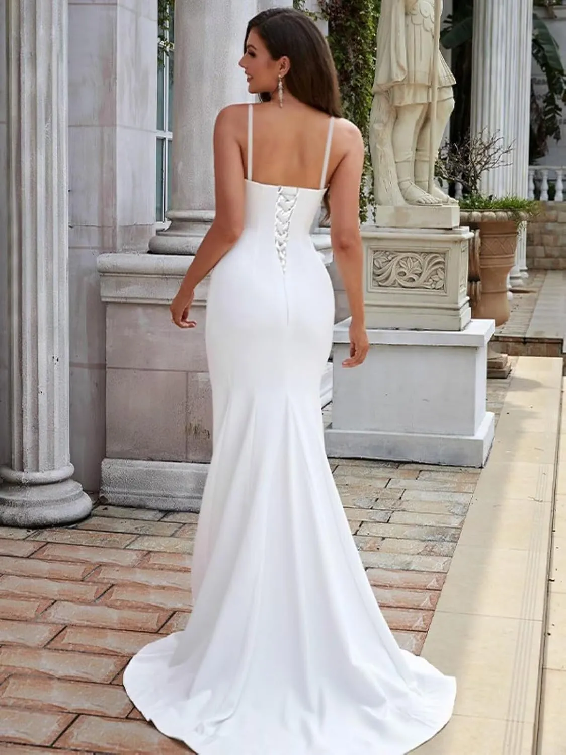 Long Satin Bridesmaid Dresses for Women Elegant Pleated Mermaid Formal Evening Gown with Slit