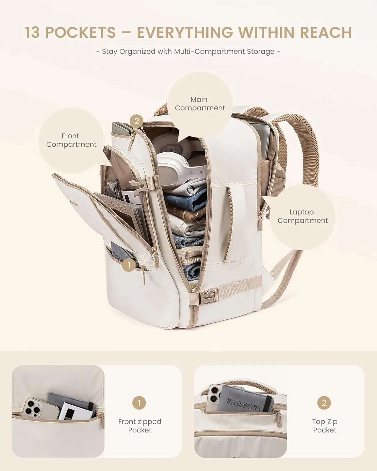 LOVEVOOK Travel Backpack for Women & Men with Waist Belt, 60L Large Carry On Backpack Airline Personal Item Weekender Bag, Water Resistant Laptop Backpack with 3 Packing Cubes for Travel Essentials