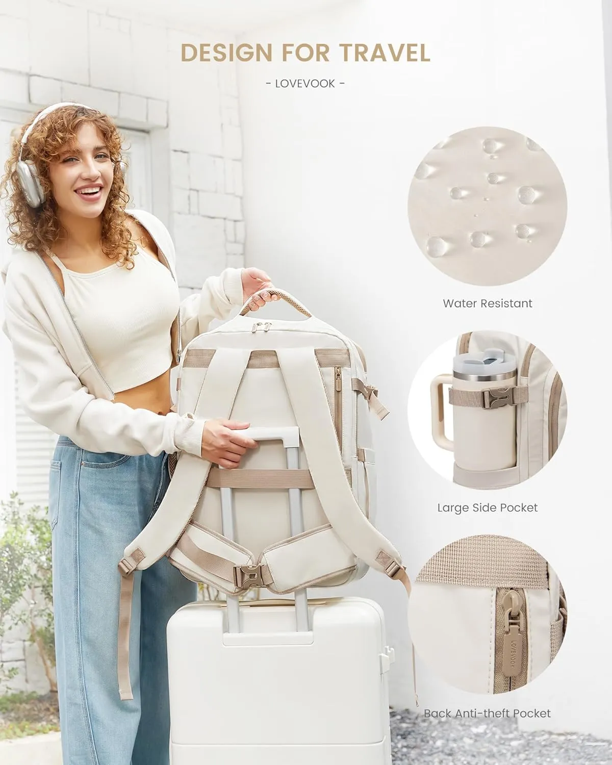 LOVEVOOK Travel Backpack for Women & Men with Waist Belt, 60L Large Carry On Backpack Airline Personal Item Weekender Bag, Water Resistant Laptop Backpack with 3 Packing Cubes for Travel Essentials