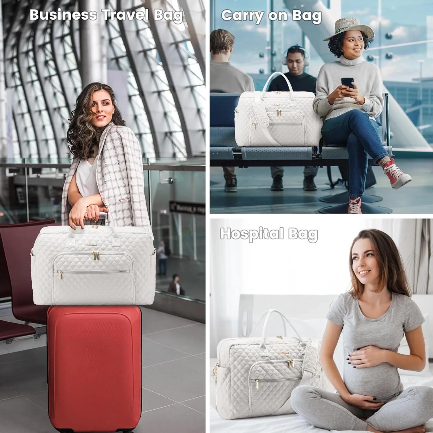 LOVEVOOK Travel Duffle Bag, Weekender Bag for Women with Toiletry Bag Carry on Overnight Bag with Laptop Compartment, Yoga Gym Bag with Wet Pocket Shoe Bag, Hospital Bag for Labor and Delivery