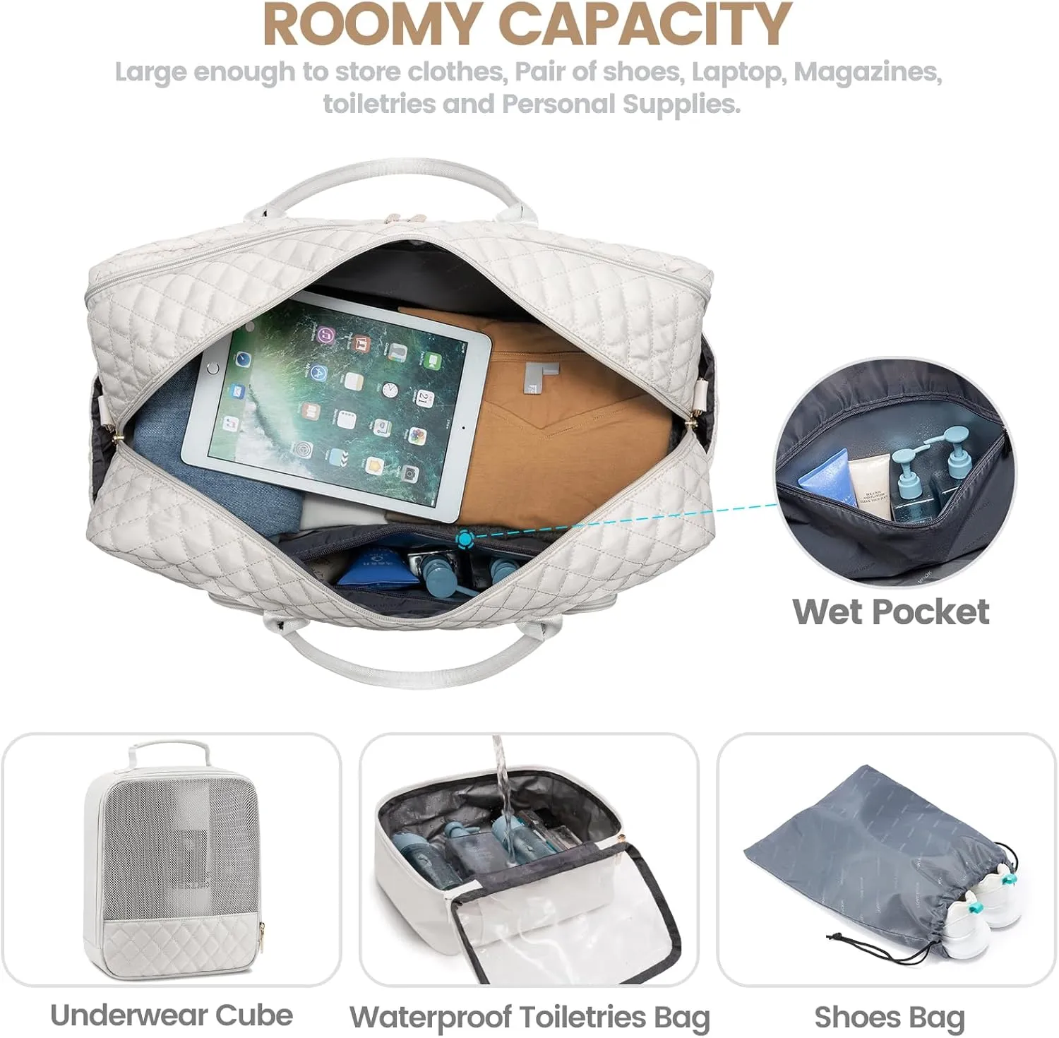 LOVEVOOK Travel Duffle Bag, Weekender Bag for Women with Toiletry Bag Carry on Overnight Bag with Laptop Compartment, Yoga Gym Bag with Wet Pocket Shoe Bag, Hospital Bag for Labor and Delivery