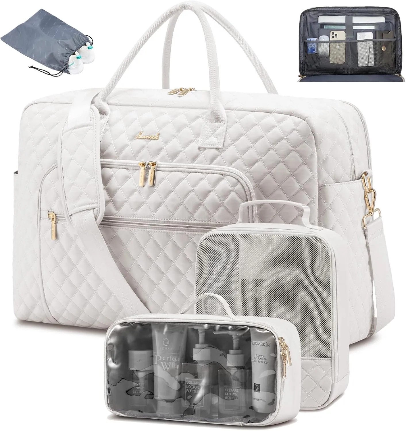 LOVEVOOK Travel Duffle Bag, Weekender Bag for Women with Toiletry Bag Carry on Overnight Bag with Laptop Compartment, Yoga Gym Bag with Wet Pocket Shoe Bag, Hospital Bag for Labor and Delivery