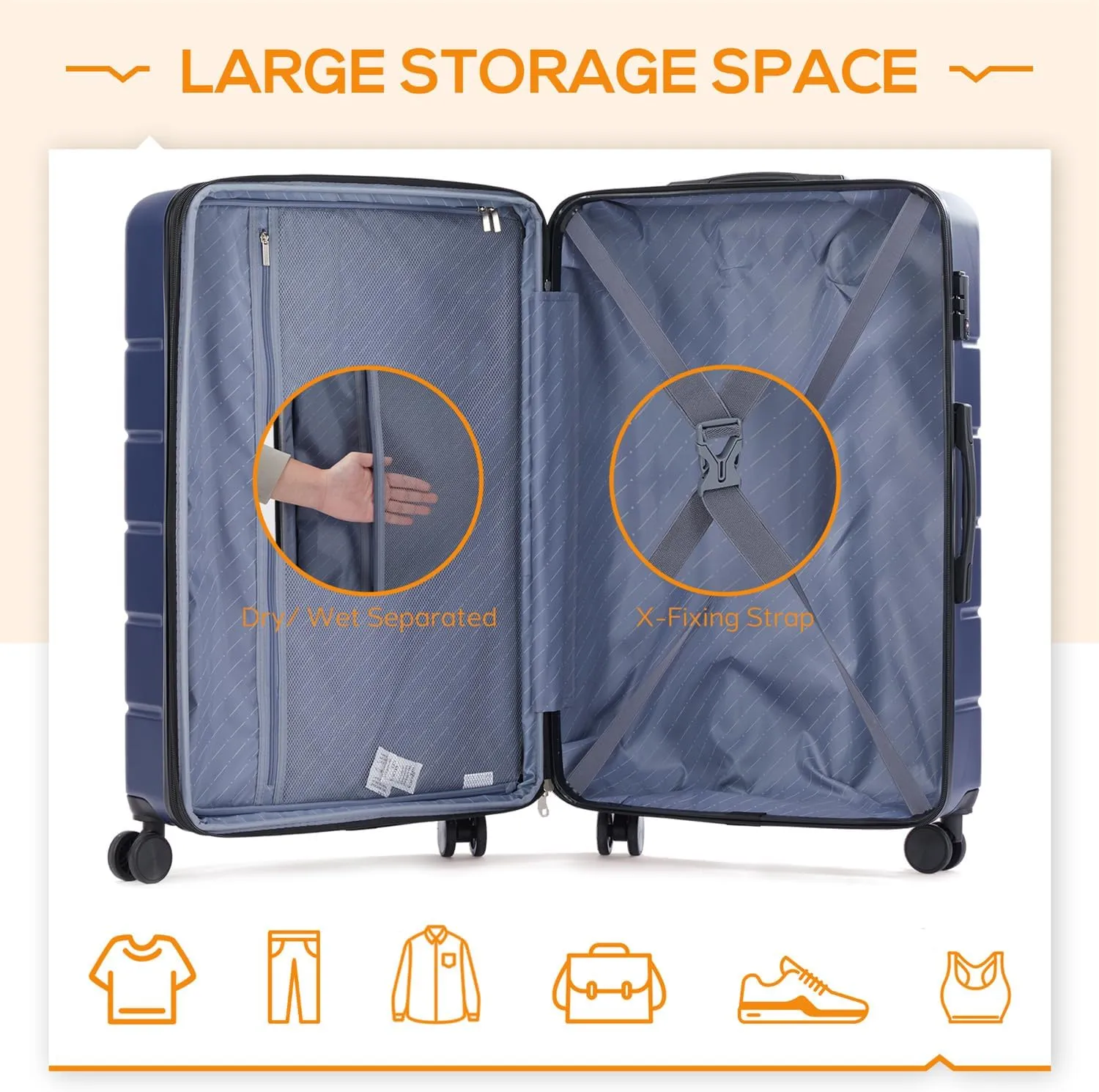 Luggage, 24 inch Hard Shell Rolling Suitcase for Travel Expandable Lightweight with Spinner Wheels TSA Lock