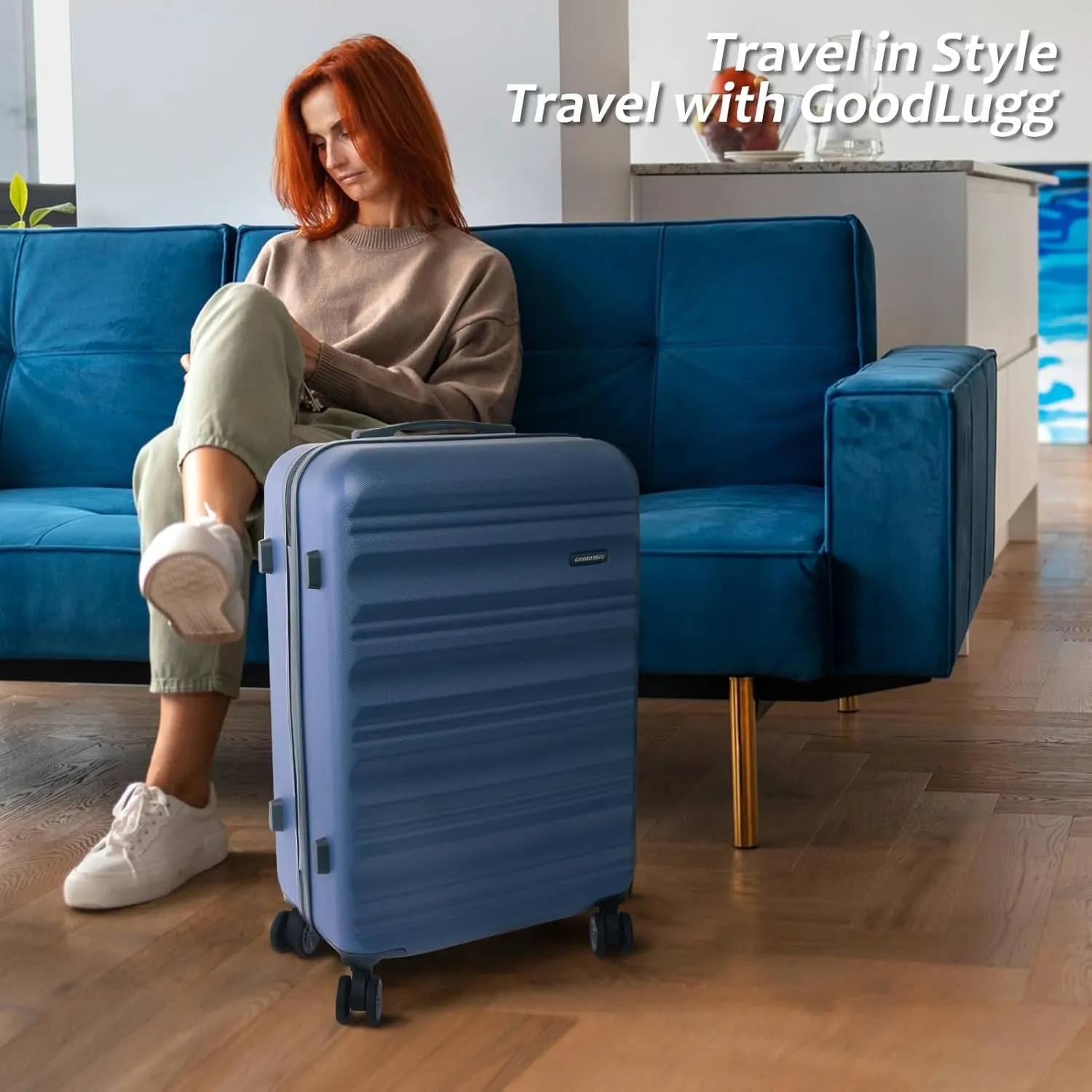 Luggage Set with Spinner Wheels and TSA Lock, 3 Pieces Expandable Hardside Suitcase for Travel, Hardshell Luggage Sets, 20", 24", 28", Navy