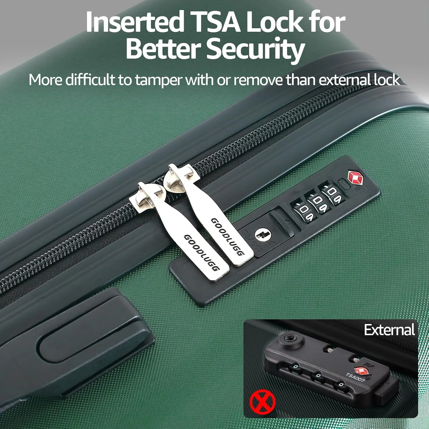 Luggage Set with Spinner Wheels and TSA Lock, 3 Pieces Expandable Hardside Suitcase for Travel, Hardshell Luggage Sets, 20", 24", 28",Dark Green