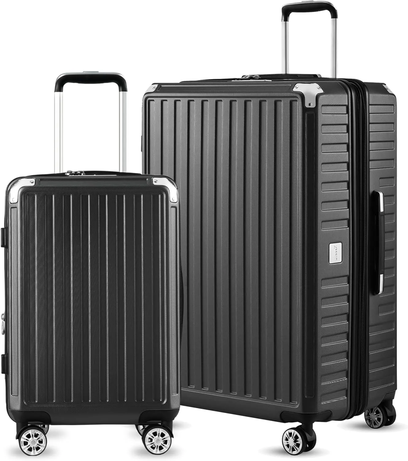 LUGGEX 28 Inch Luggage with Spinner Wheels, PC Expandable Hard Shell Suitcases Large Checked Luggage, Charcoal Metallic