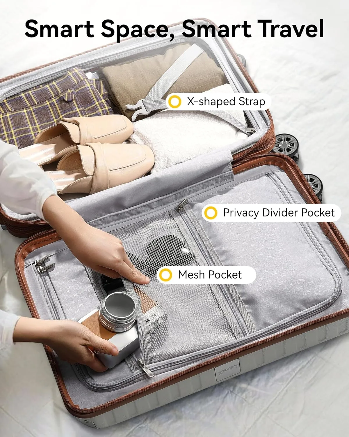 LUGGEX 28 Inch Luggage with Spinner Wheels, PC Expandable Hard Shell Suitcases Large Checked Luggage, Charcoal Metallic