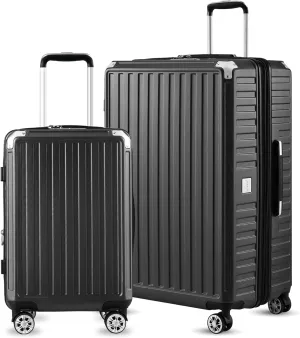 LUGGEX 28 Inch Luggage with Spinner Wheels, PC Expandable Hard Shell Suitcases Large Checked Luggage, Charcoal Metallic