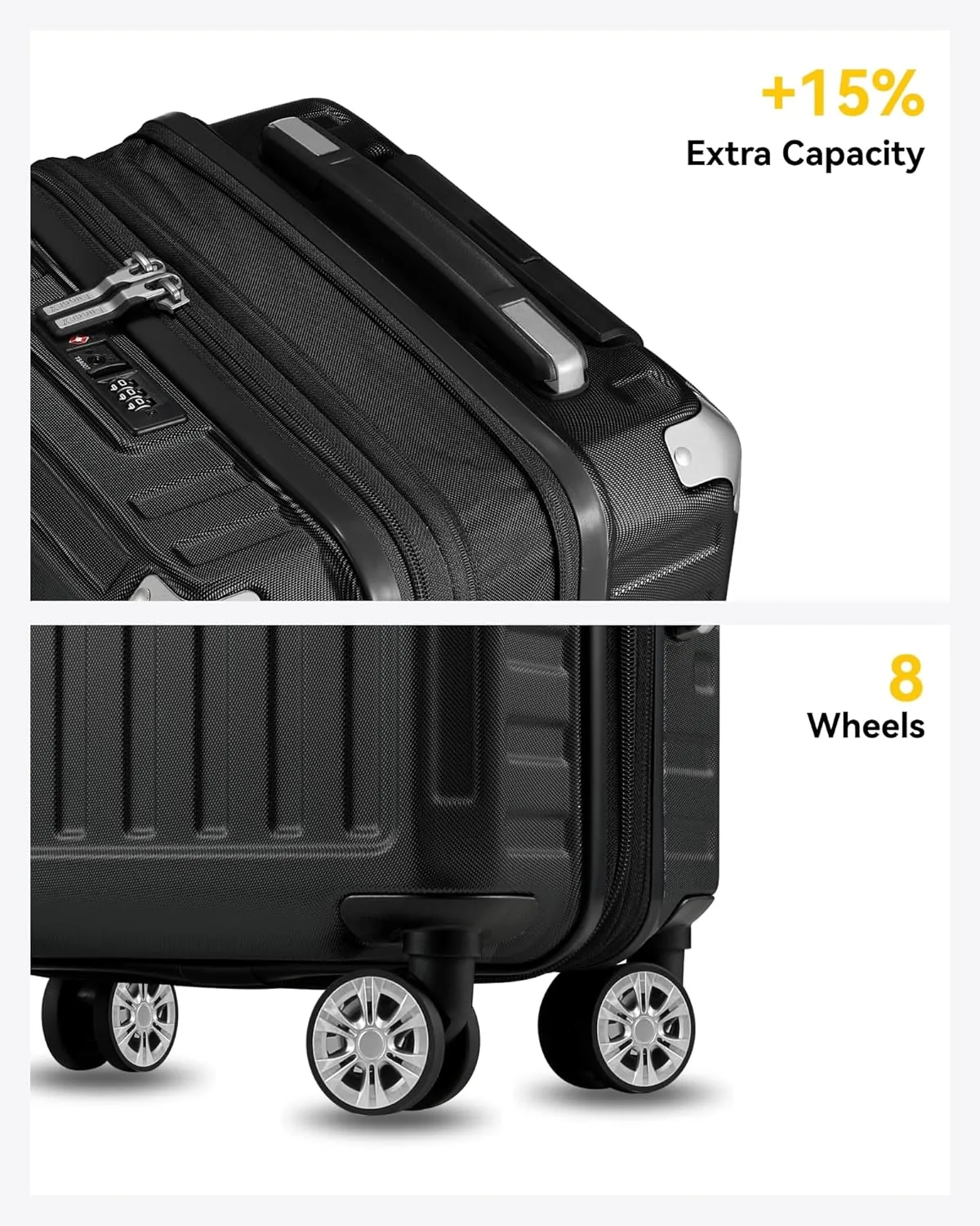 LUGGEX 28 Inch Luggage with Spinner Wheels, PC Expandable Hard Shell Suitcases Large Checked Luggage, Charcoal Metallic