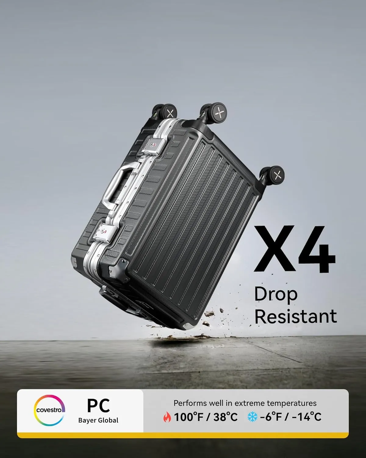 LUGGEX Aluminum Frame Luggage with Spinner Wheels, Zipperless Polycarbonate Hard Shell Suitcase, Carry On 20 Inch, Blue