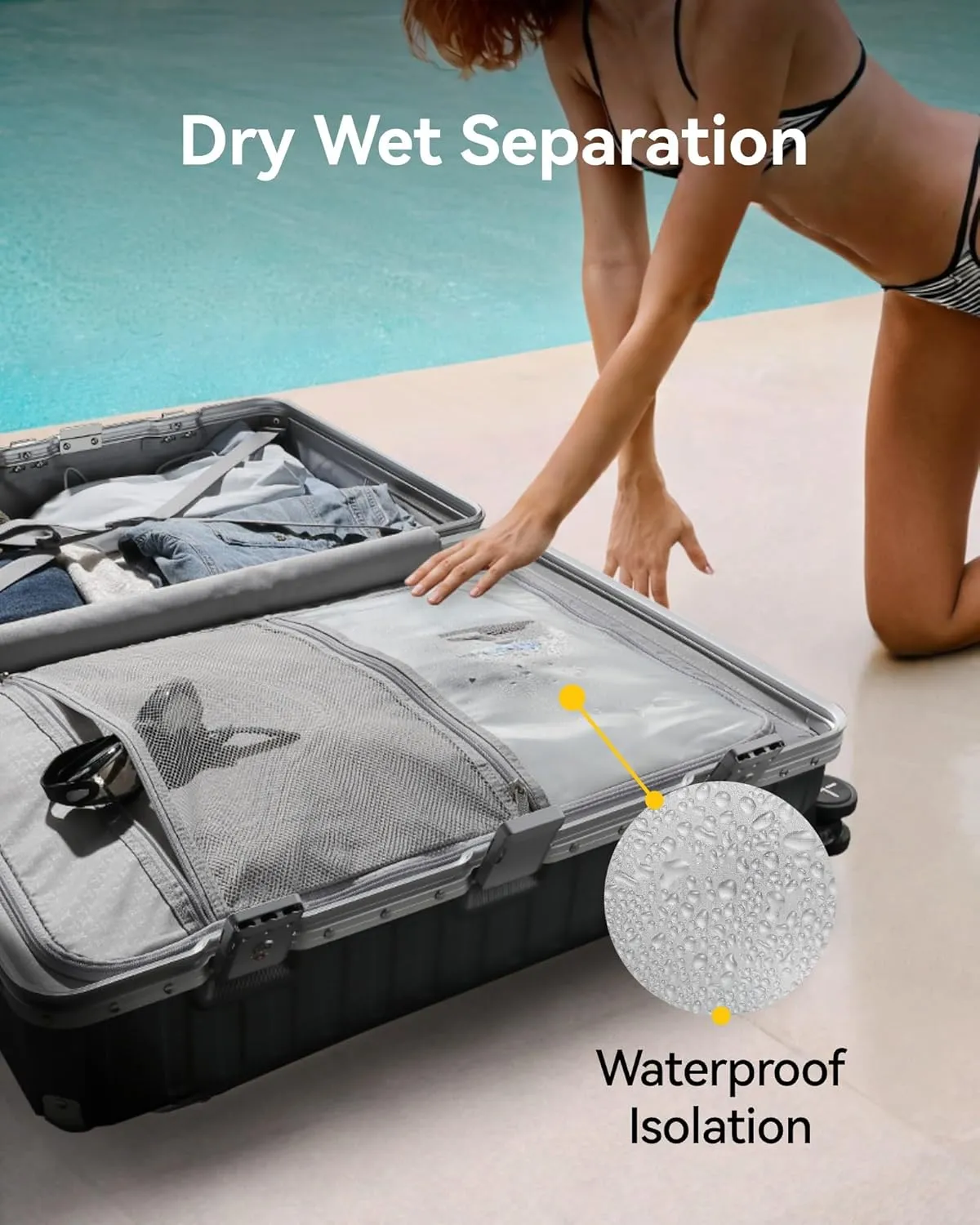 LUGGEX Aluminum Frame Luggage with Spinner Wheels, Zipperless Polycarbonate Hard Shell Suitcase, Carry On 20 Inch, Blue