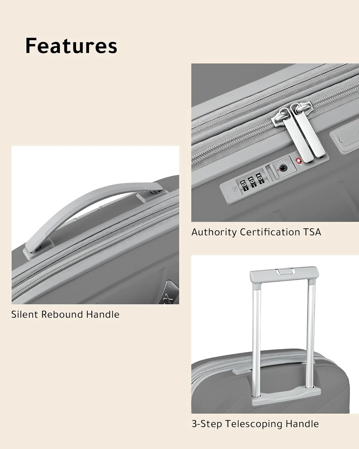 LUGGEX Carry on Luggage, Lightweight Suitcase 2 Piece with Spinner Wheels (Grey, 14/20)