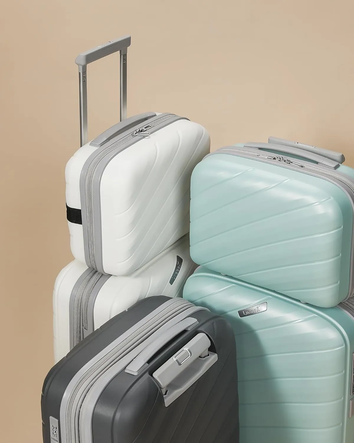 LUGGEX Carry on Luggage, Lightweight Suitcase 2 Piece with Spinner Wheels (Grey, 14/20)