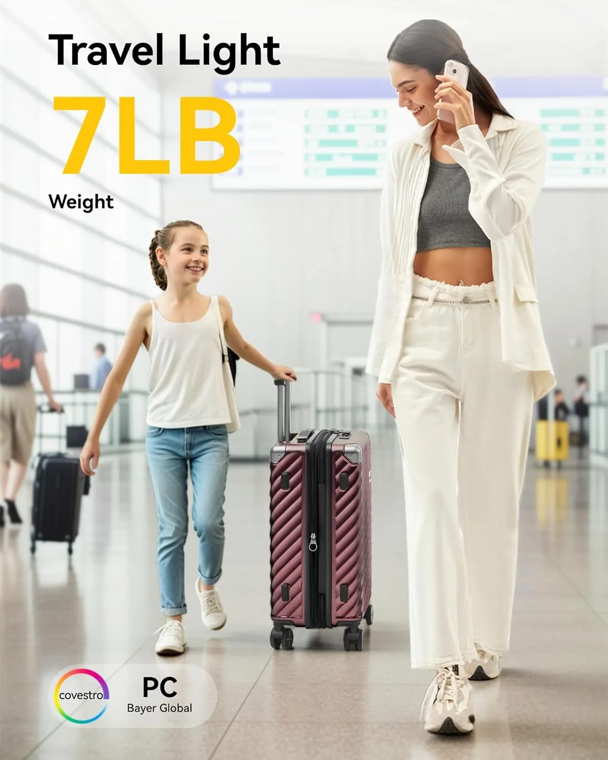 LUGGEX Luggage with Spinner Wheels, Polycarbonate Expandable Hard Shell Suitcase, Carry On 20 Inch, Blue