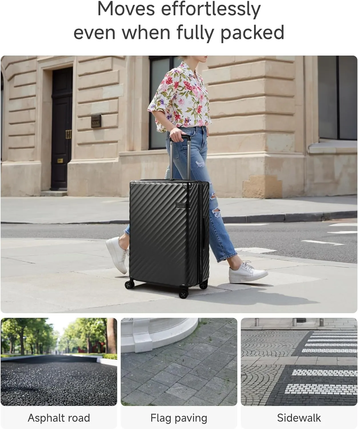 LUGGEX Luggage with Spinner Wheels, Polycarbonate Expandable Hard Shell Suitcase, Checked Large 27 Inch, Navy