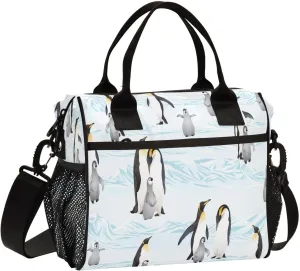 Lunch Bag Emperor Penguins Insulated Lunch Box Reusable Lunch Tote Bag with Adjustable Shoulder Strap for Men Women M