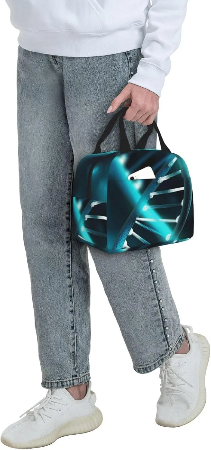 Lunch Bag for Men Women Reusable Insulated Lunchbox Science Gene Strand Lunch Tote Bag for Work Picnic