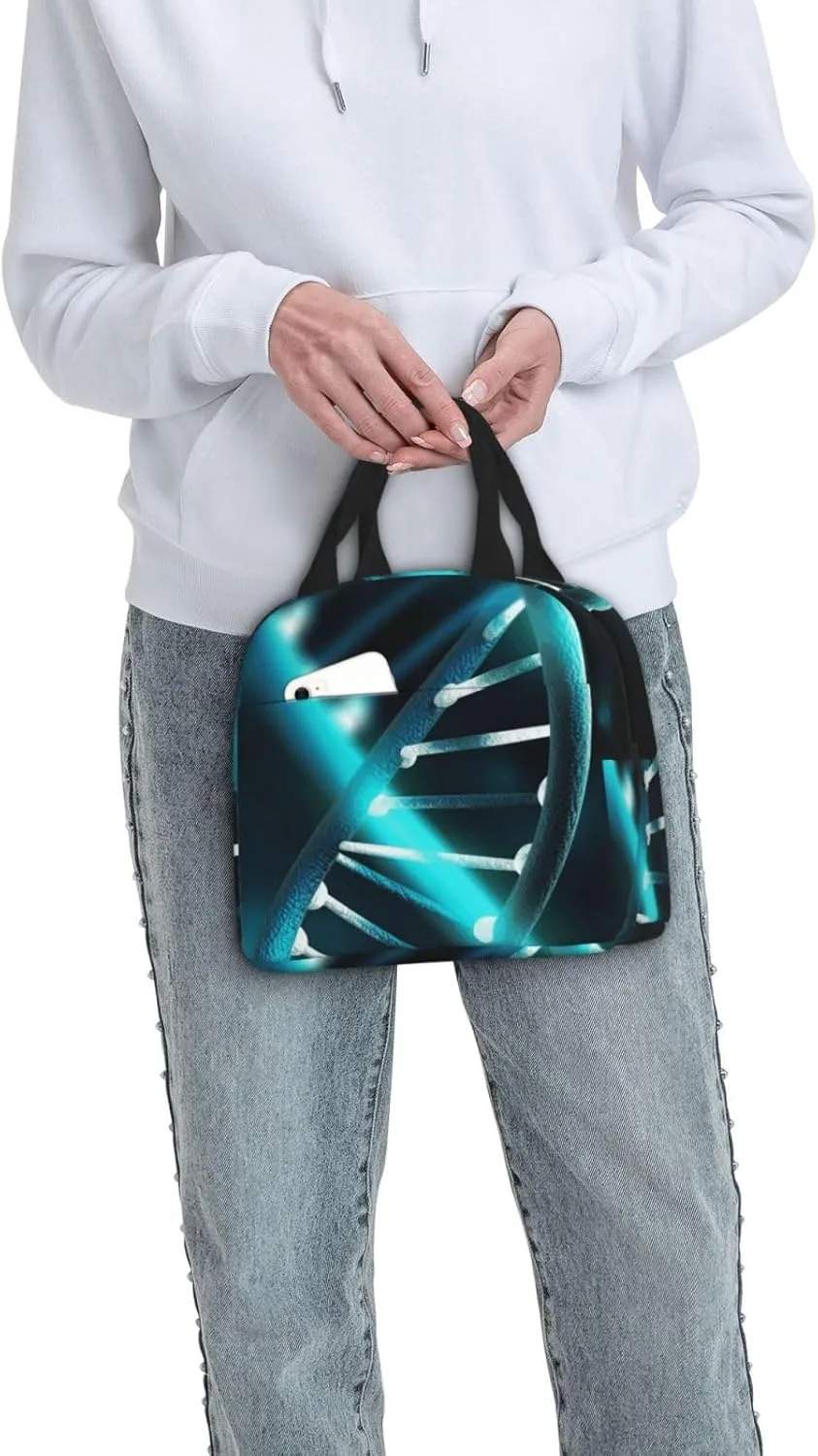 Lunch Bag for Men Women Reusable Insulated Lunchbox Science Gene Strand Lunch Tote Bag for Work Picnic