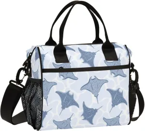 Lunch Bag for Men Women Stingray Fishes Insulated Lunch Box Reusable Lunch Tote Bag for Work Picnic School M