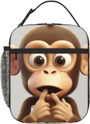 Lunch Bag Insulated Lunch Box for Women Men Cooler Bag Reusable Lunch Bag The silent monkey Lunch Tote Bag for Work