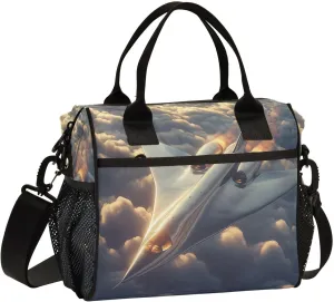 Lunch Bag Supersonic Jet Women Men Adult Reusable Leakproof Large Spacious Cooler Tote Insulated Lunch Box for Work Office Travel Picnic, Medium