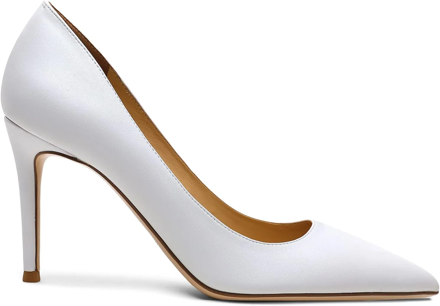 Lutalica W Women's Classic Pointed Toe Slip On 3.5 Inches Basic Medium High Heel Pumps Shoes for Work Party Wedding
