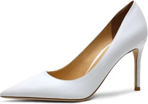 Lutalica W Women's Classic Pointed Toe Slip On 3.5 Inches Basic Medium High Heel Pumps Shoes for Work Party Wedding