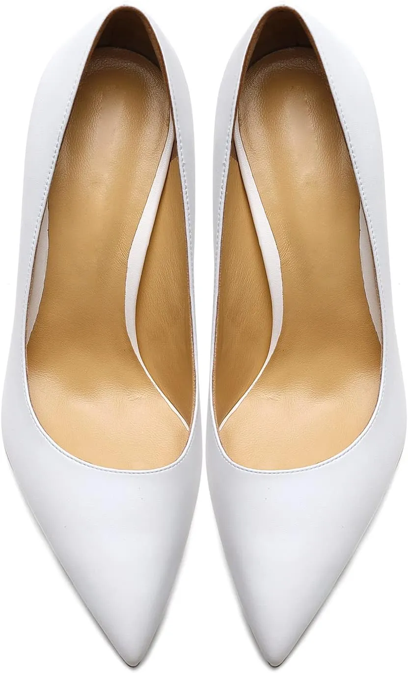 Lutalica W Women's Classic Pointed Toe Slip On 3.5 Inches Basic Medium High Heel Pumps Shoes for Work Party Wedding