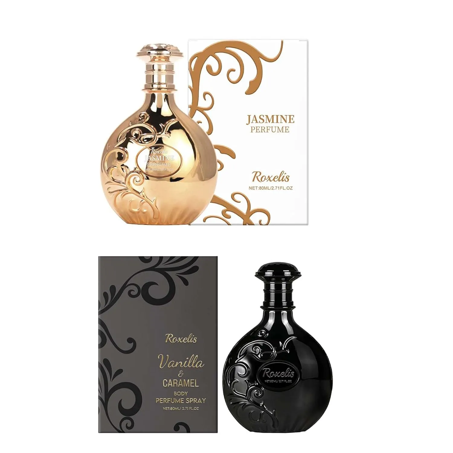 Luxury Cologne Gift Set for Men，Dual Signature Scents for Day & Night- 80ml Long-Lasting Fragrance with Natural Essential Oils，Father's Day Gift Idea (Gold＋Black, Jasmine&Caramelized Coconut)